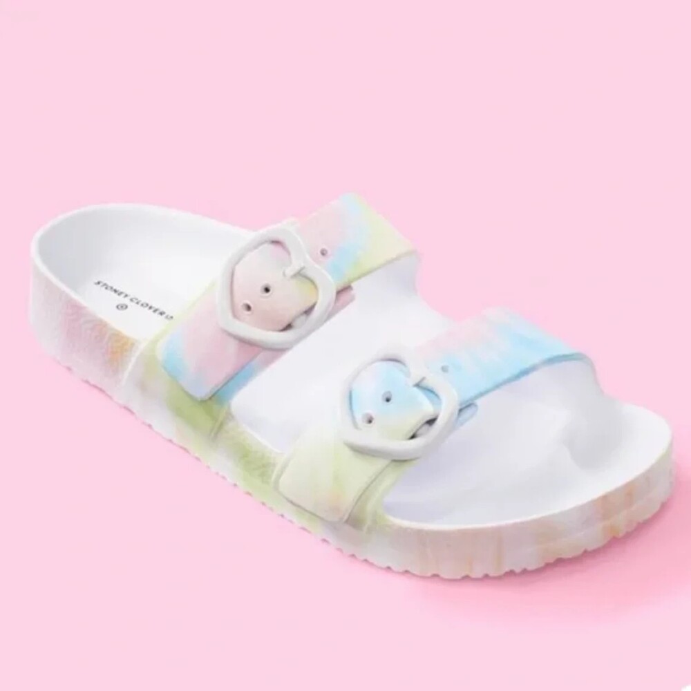 Stoney Clover Lane x Target rainbow tie dye slide sandals